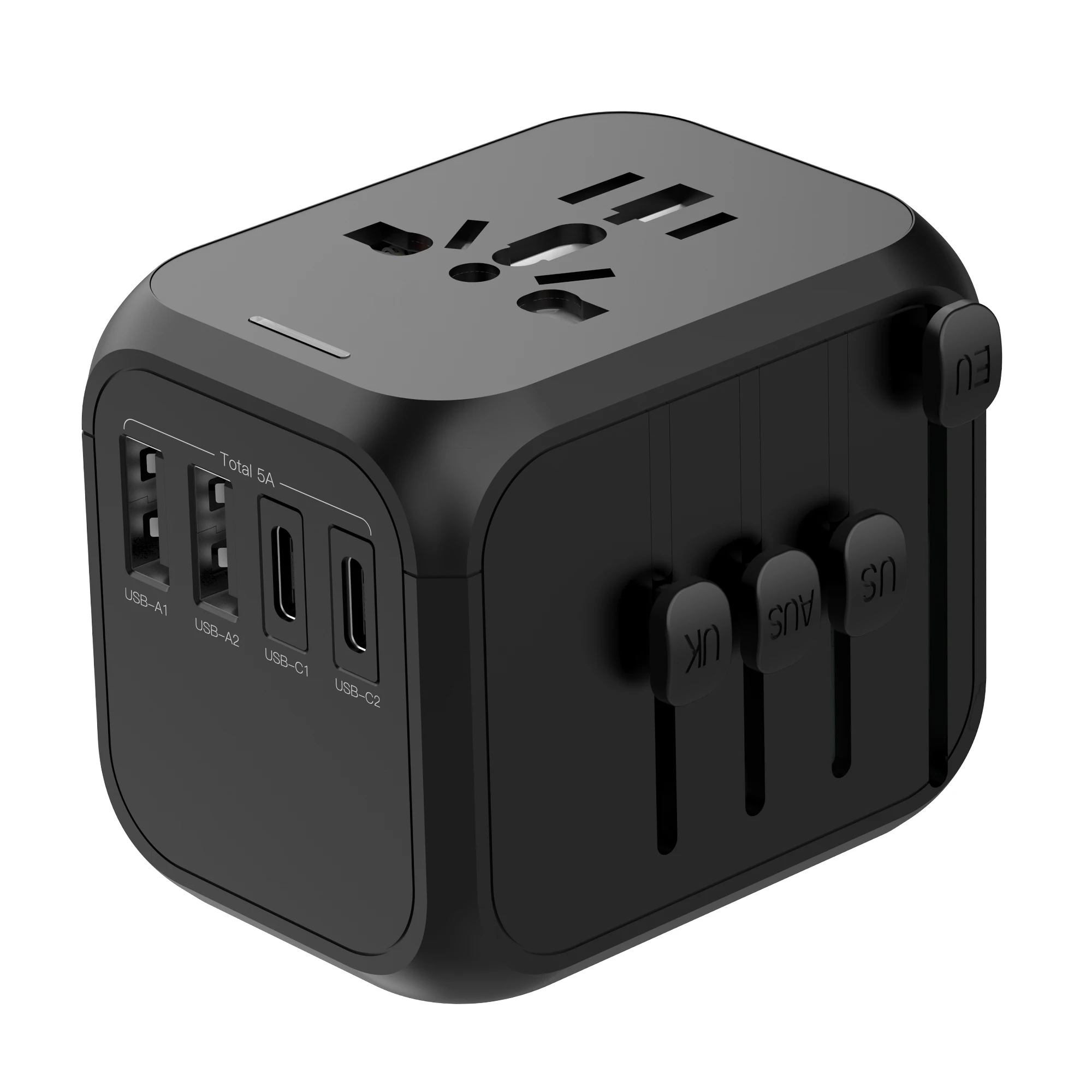 All in One Universal Travel Plug Adapter with Dual USB A and C Ports Worldwide Compatible with USA EU UK AUS Socket