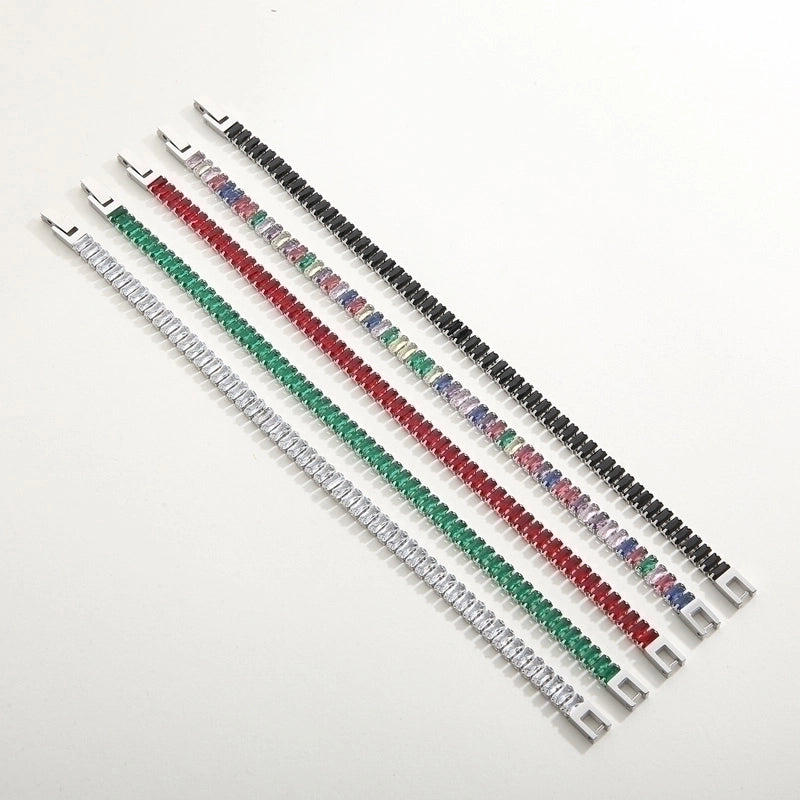 Elegant Solid Color Titanium Steel 18K Gold Plated Artificial Gemstones Bracelets In Bulk