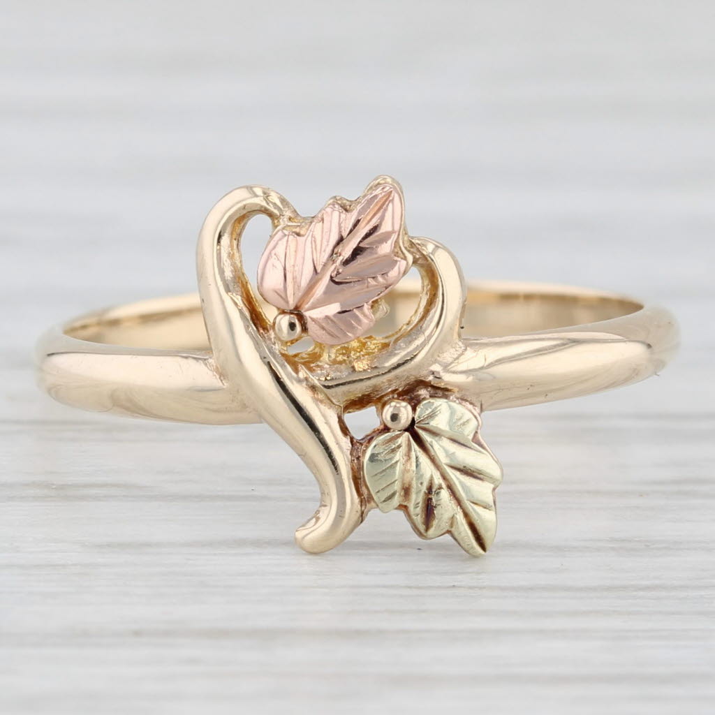 Coleman Co Black Hills Gold Leaf Ring 10k Yellow Rose Green Gold Size 7 Floral