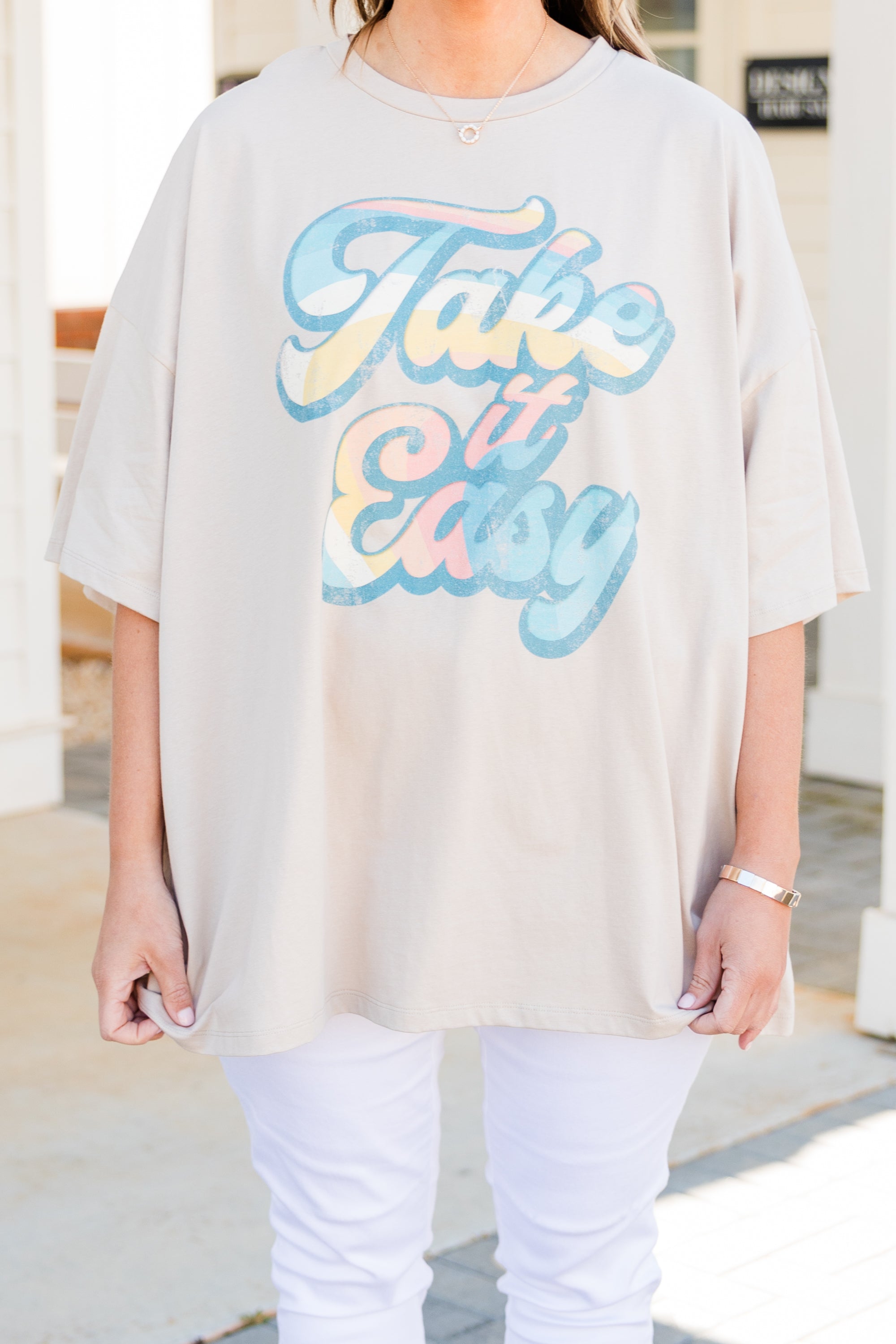 It's So Easy Boyfriend Tee. Light Mocha