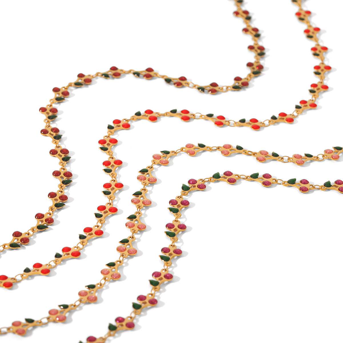 Phoenix Tide Stainless Steel Oil Drop Cherry Necklace Female Niche Design Versatile Clavicle Chain Titanium Steel Fruit Necklace