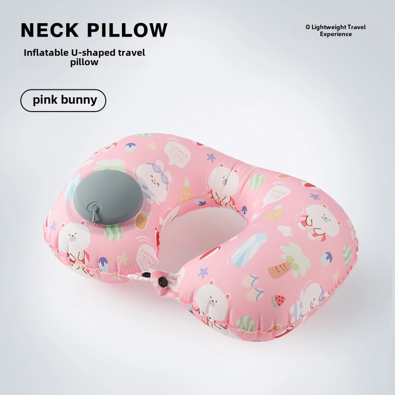 Inflatable U-shaped Pillow Cool Pressing Inflatable Pillow Travel Portable Neck Pillow Travel Sanbao Storage Pillow For Airplane
