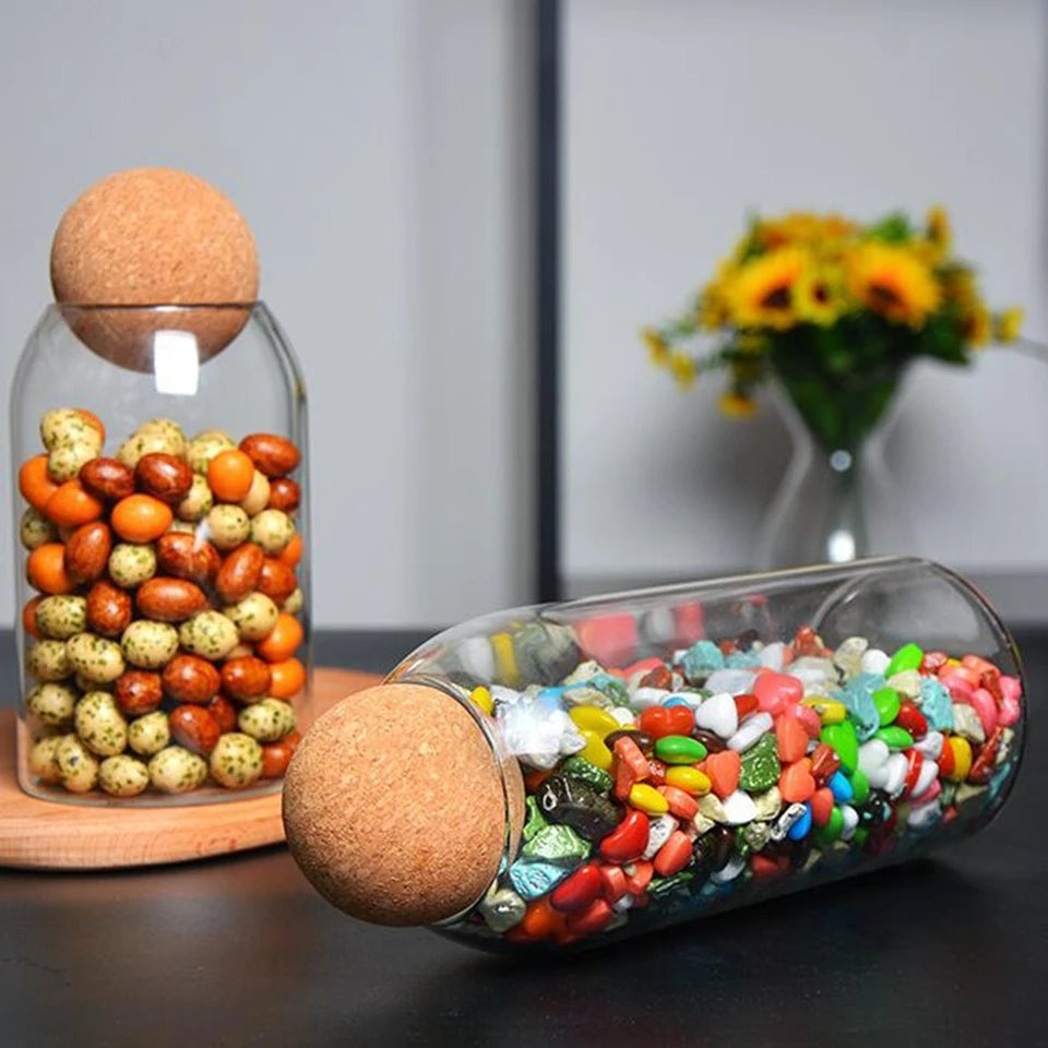 BALL CORK GLASS JARS