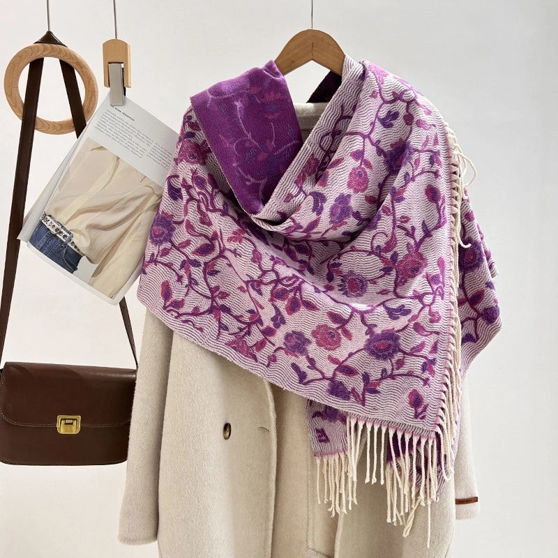 Women's Minimalist Commute Printing Flower Viscose Fiber Scarf