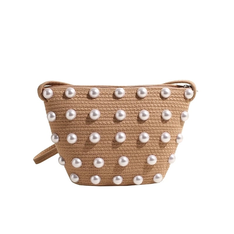 Women's Straw Solid Color Elegant Zipper Crossbody Bag