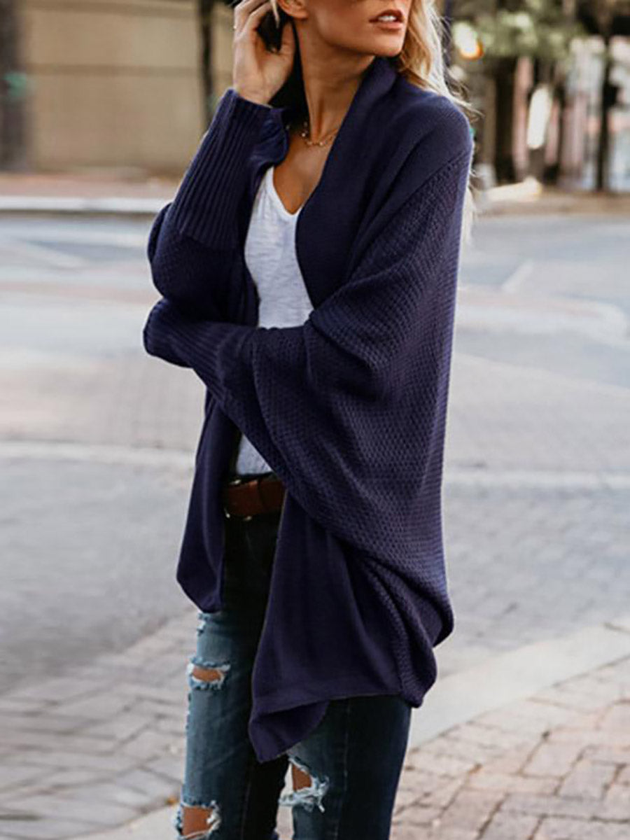Bat sleeve plus size long knitted cardigan sweater13 colors