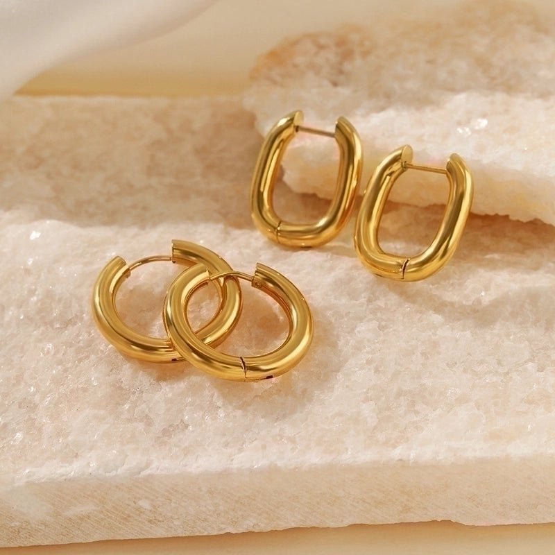 1 Pair Minimalist Circle Plating 304 Stainless Steel Stainless Steel Earrings