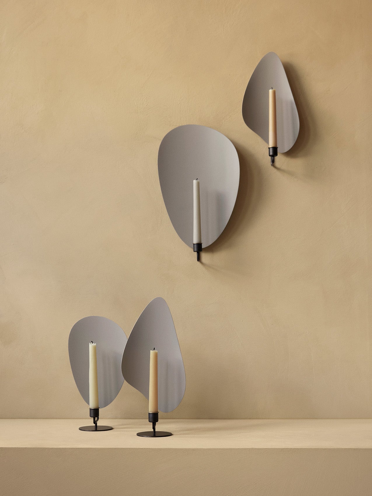 Flambeau Table Candle Holder. Grey