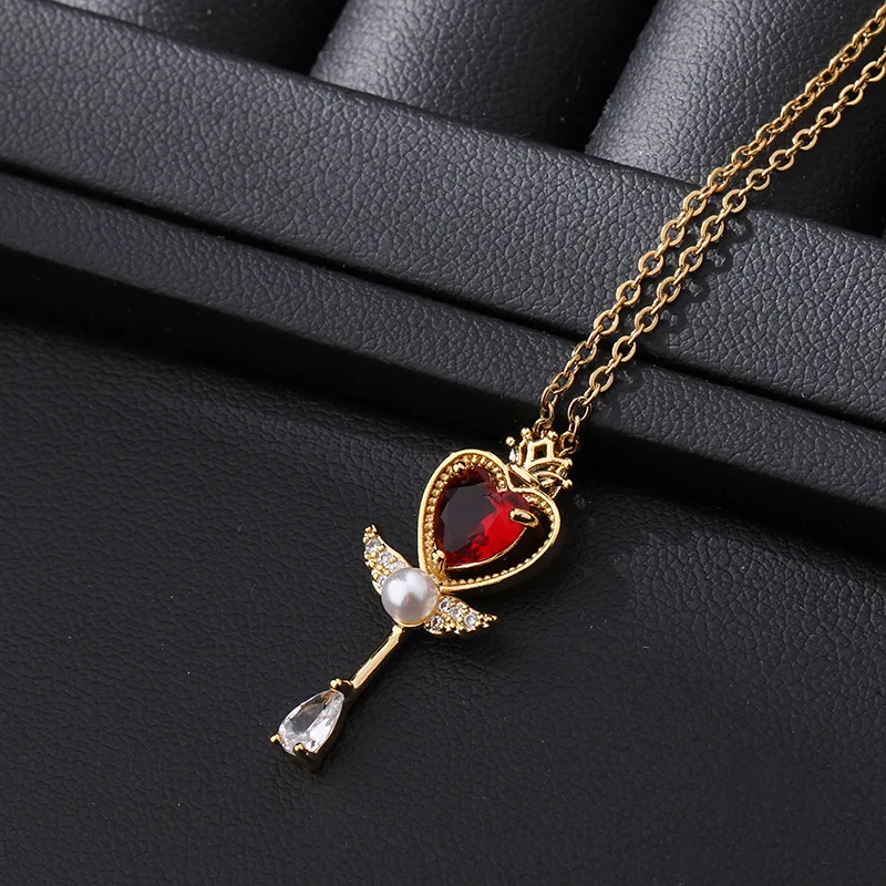 Sailor Moon Loving Magic Wand Crystal Cosplay Pendant Necklace Girl Accessories Cute Cosplay Props Necklace