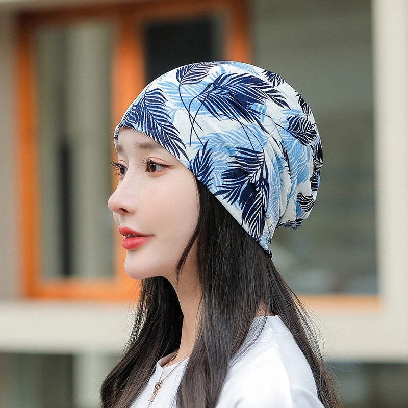 Printed Thin Hat Women's Pullover Hat Breathable Sparkling Toe Heap Moon Hat Headscarf Outdoor Hat
