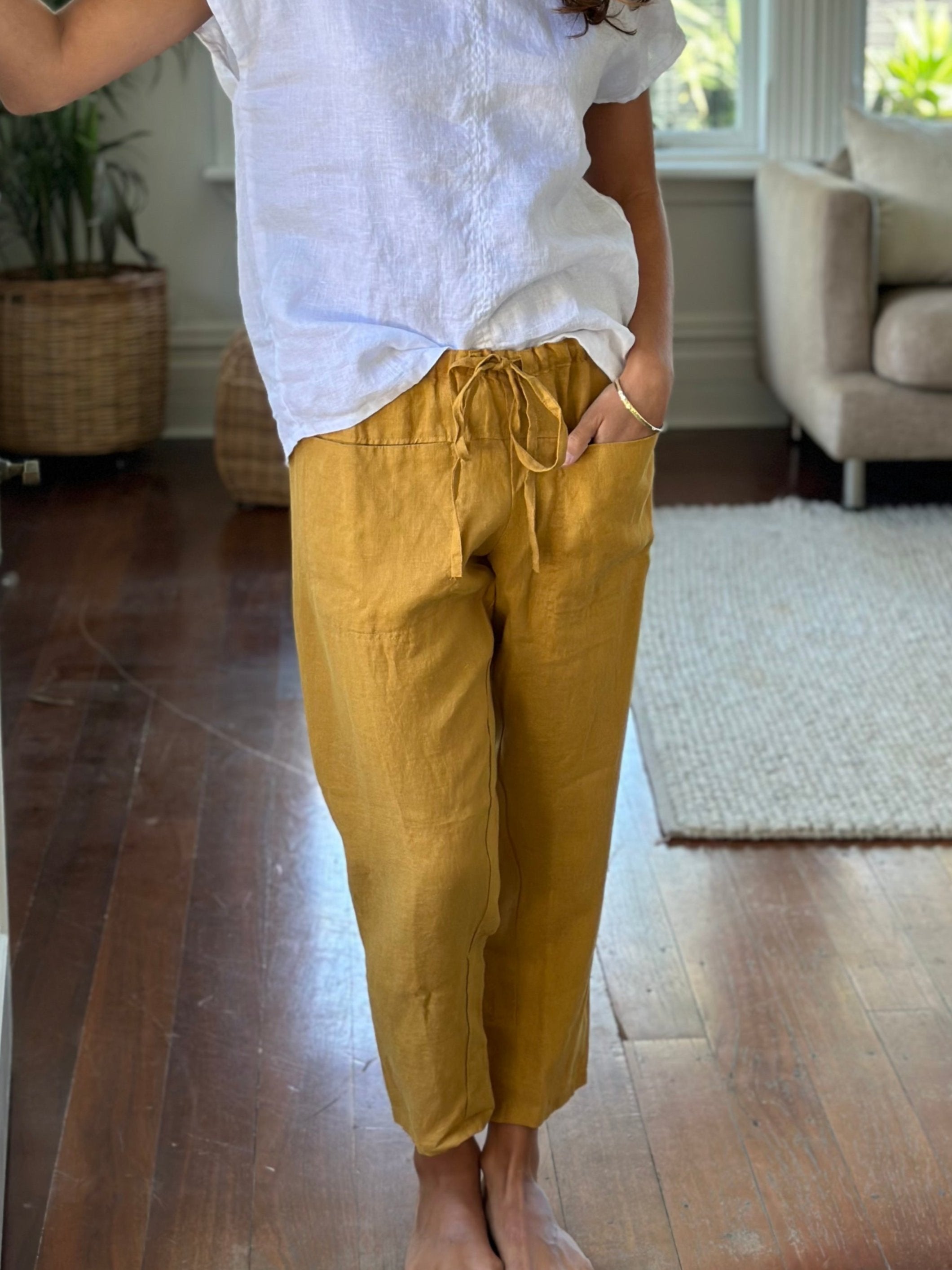 jessie pant-turmeric linen