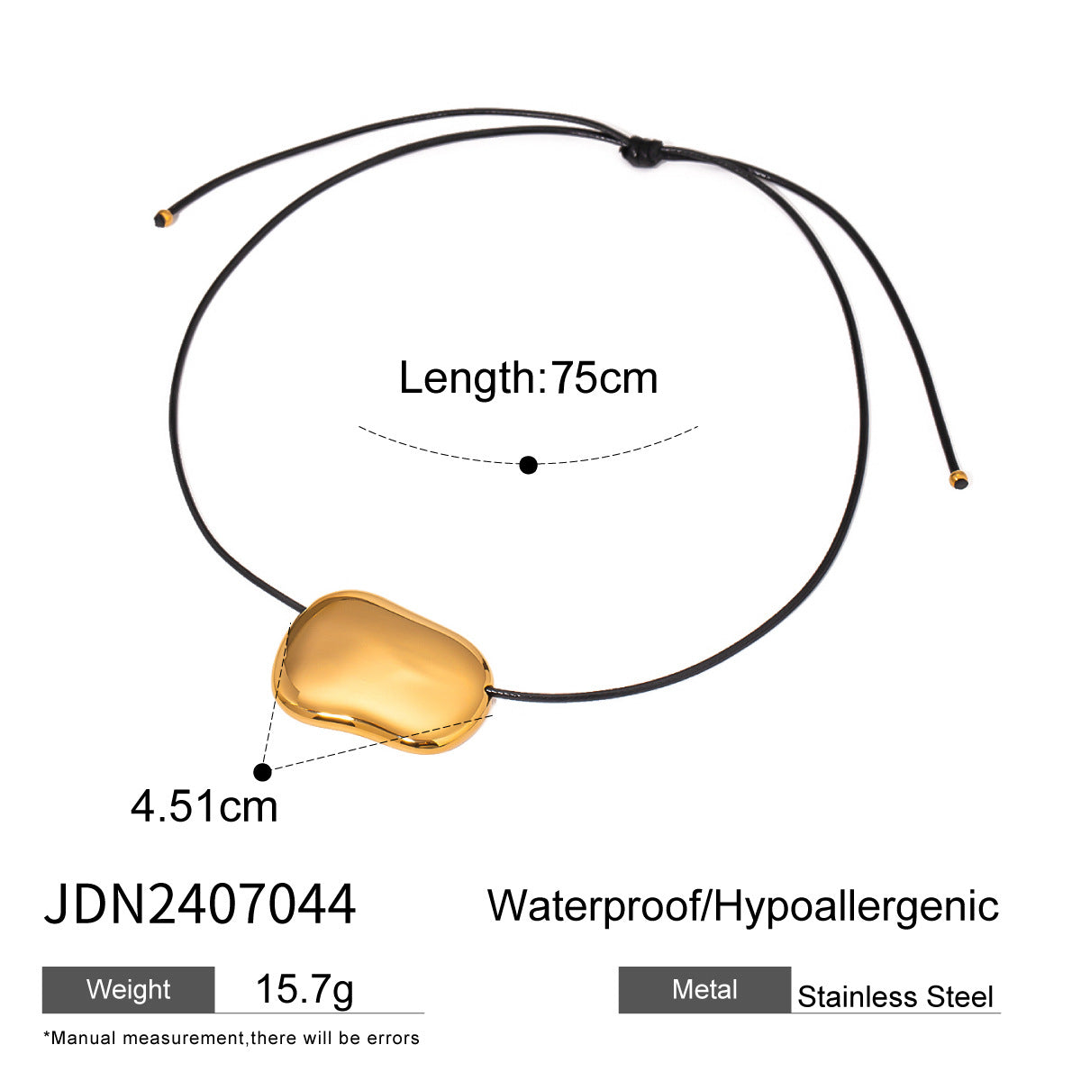Jie Ding Black Rope Titanium Steel Necklace Niche Design Clavicle Chain Hot Style Stainless Steel
