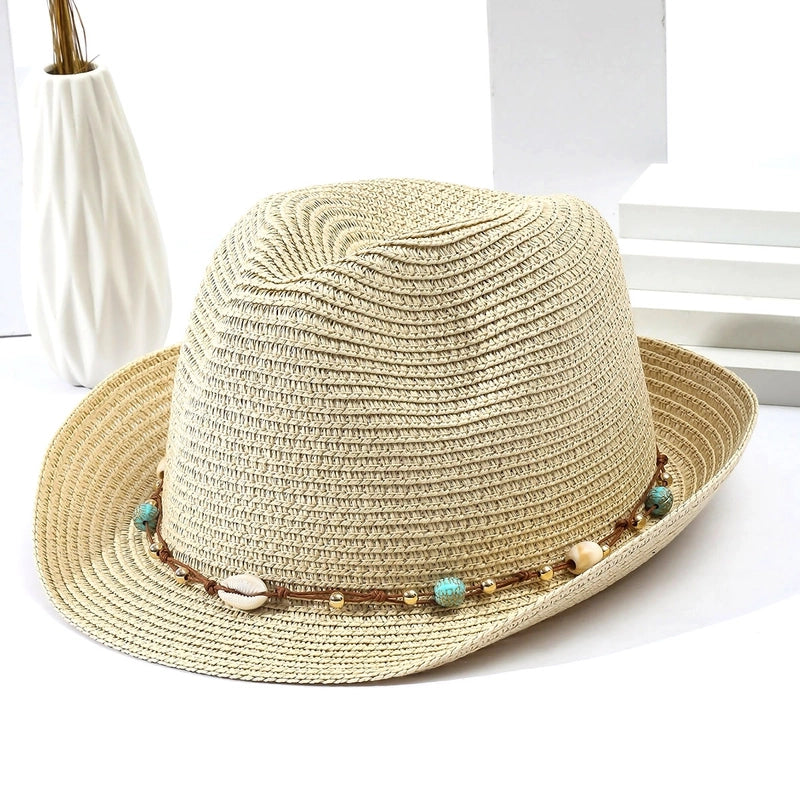 Women's Vacation Classic Style Geometric Curved Eaves Sun Hat Straw Hat