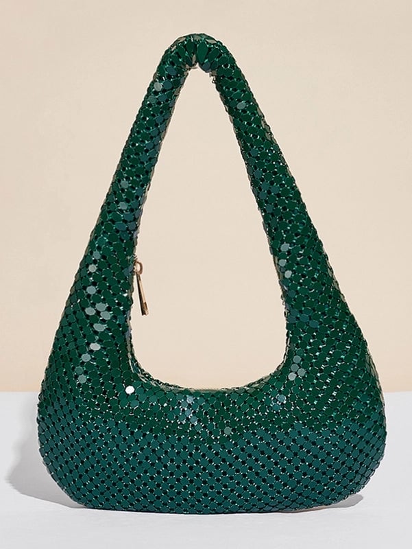Women's Polyester Sequins Vintage Style Dumpling Shape Zipper Shoulder Bag Underarm Bag