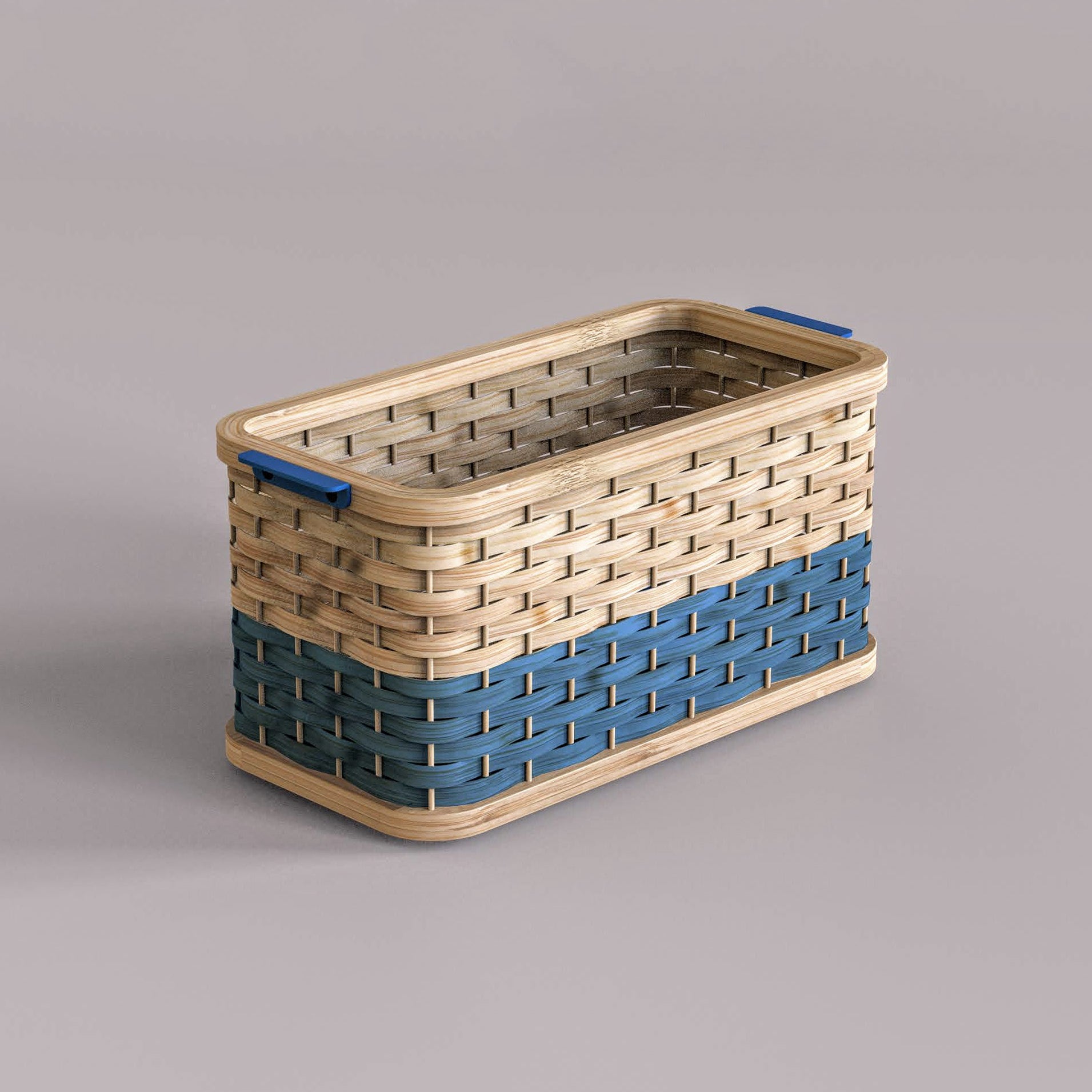 Stadium Desk Basket: Bamboo Handwoven Storage Basket | Multi-Color Basket for Office Desk Study Table | Corporate Gifting [30cm/12in(L) x 15cm/6in(B) x 15.5cm/6in(H)]