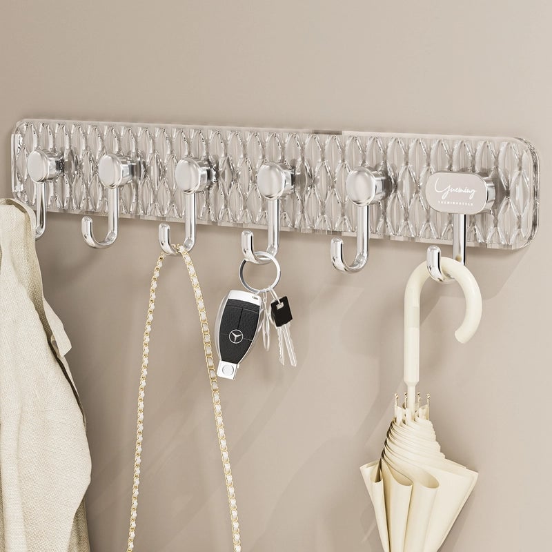 Hook Hook A Row Of Transparent Even Row Of Strong Adhesive Door Hangers Clothes Towels Kitchen Non-perforated Dormitory