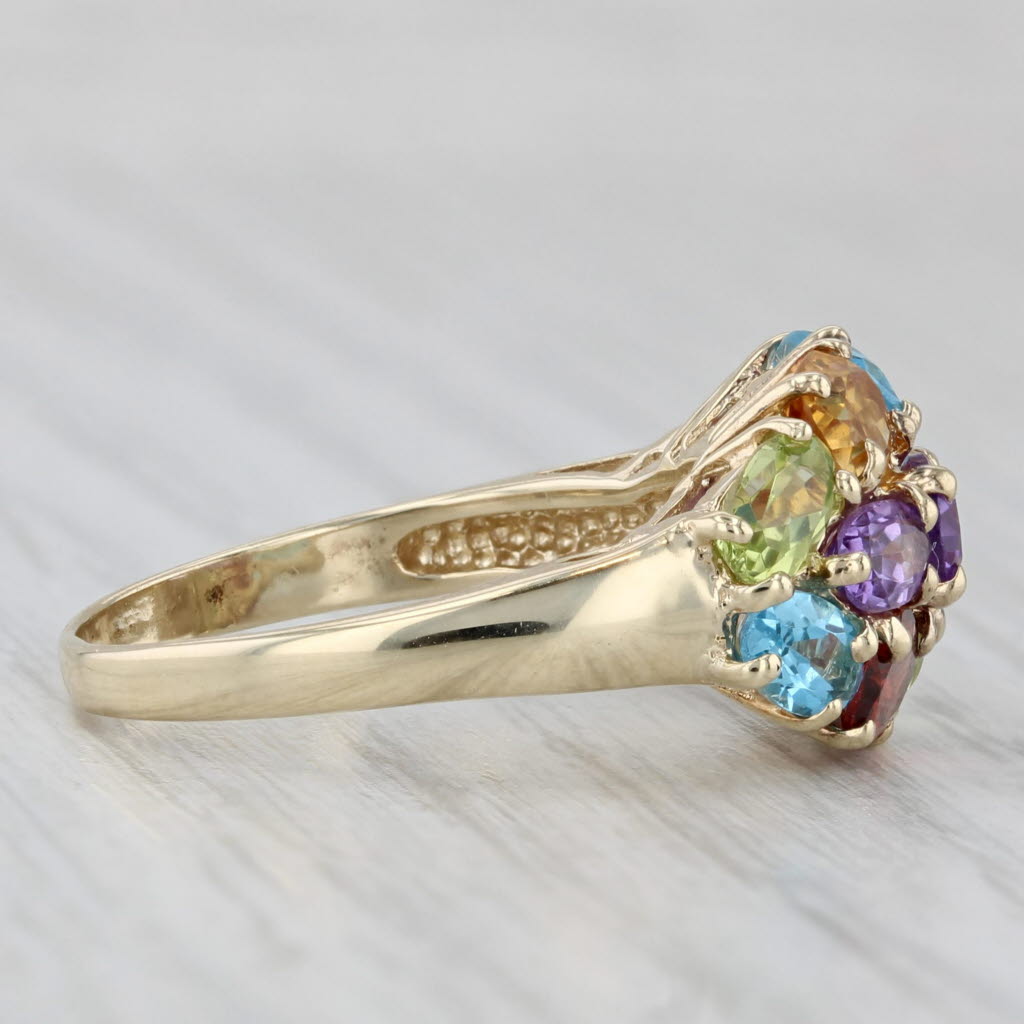 4.11ctw Rainbow Gemstone Cluster Ring 10k Gold Amethyst Peridot Garnet Topaz