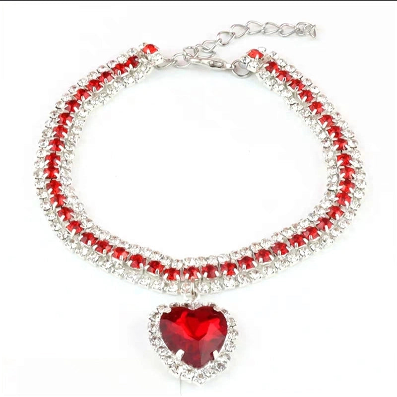 Luxurious Rhinestone Heart Shape Pet Collar