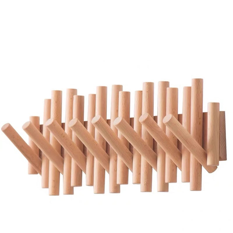 Log Punch-free Storage Hanger Entrance Door Foldable Clothes Hook Household Coat Rack Wall Hanging