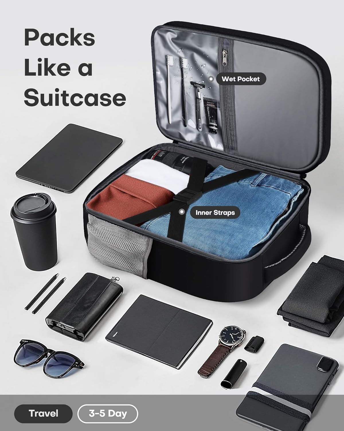 HOTOR Travel Backpack - Flight Approved Travel Bag for Men and Women, Carry on Luggage for 15.6