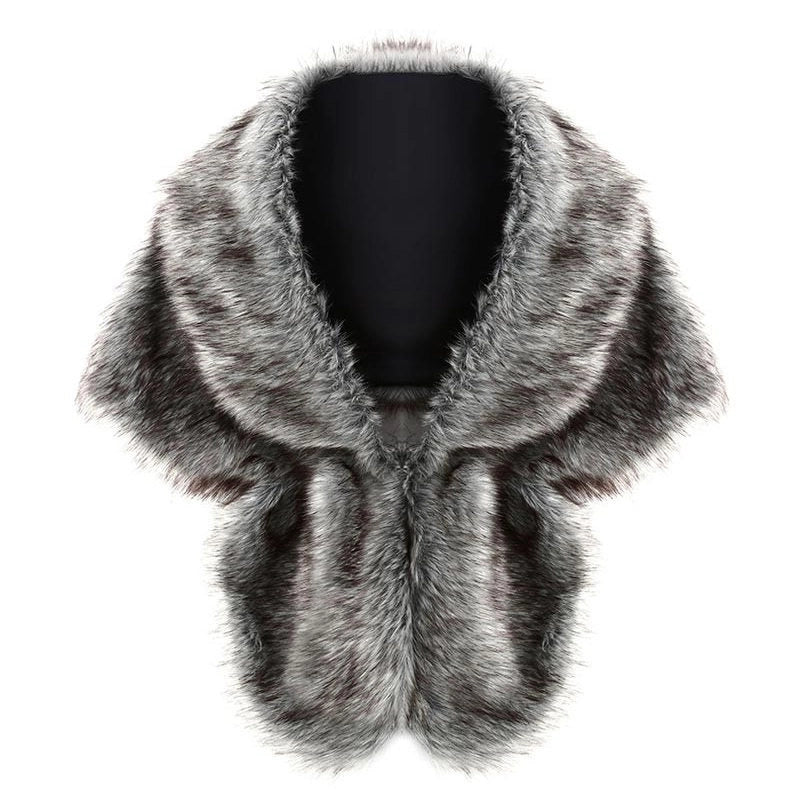 Women's Elegant Solid Color Faux Fur Polyester Shawl