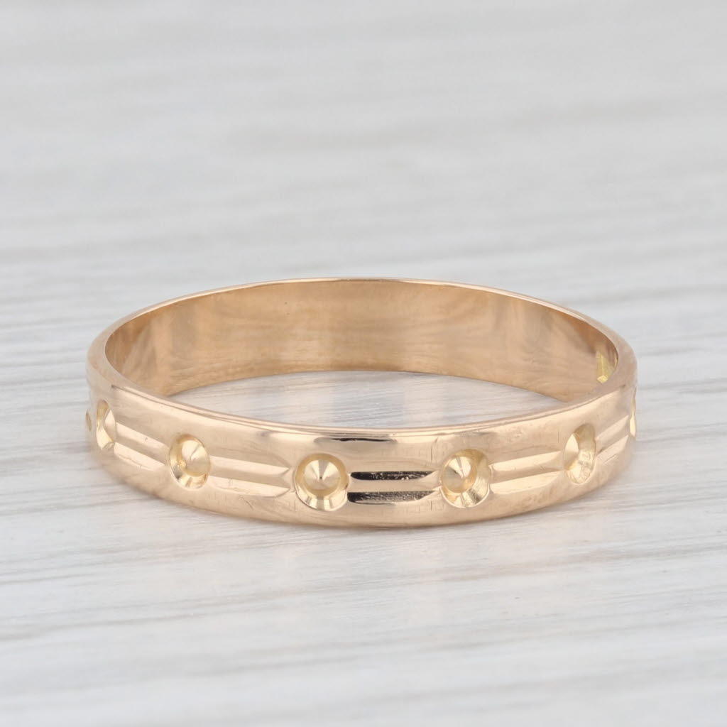 Vintage 18K Yellow Gold Etched Pattern Wedding Band Size 8.25 Ring