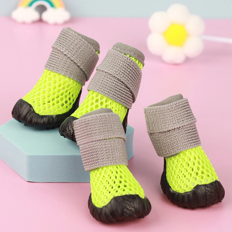 Pet Small Dog Teddy Bear Chenari Dog Shoes Mesh Hollow Breathable Elastic Soft Sticky