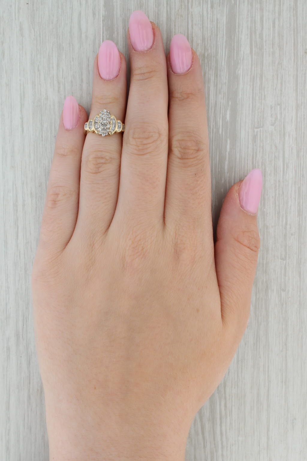 0.53ctw Diamond Cluster Ring 10k Yellow Gold Size 5