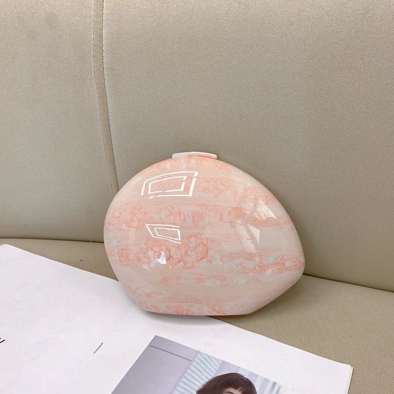Pink Peach Color Rose Red Arylic Marble Shell Evening Bags