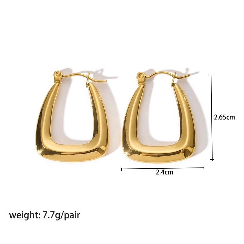 1 Pair Modern Style Round Heart Shape 304 Stainless Steel 18K Gold Plated Hoop Earrings