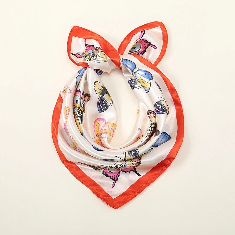 Women's Minimalist Classic Style Butterfly Satin Silk Scarf