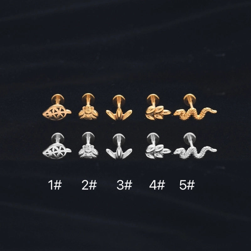 Classic Style Leaf Snake Bee Stainless Steel Plating Lip Stud