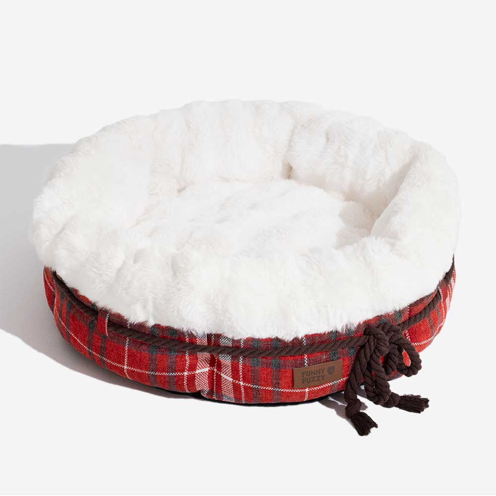 Classic Jacquard Plush Donut Dog Bed - Snuggle Den