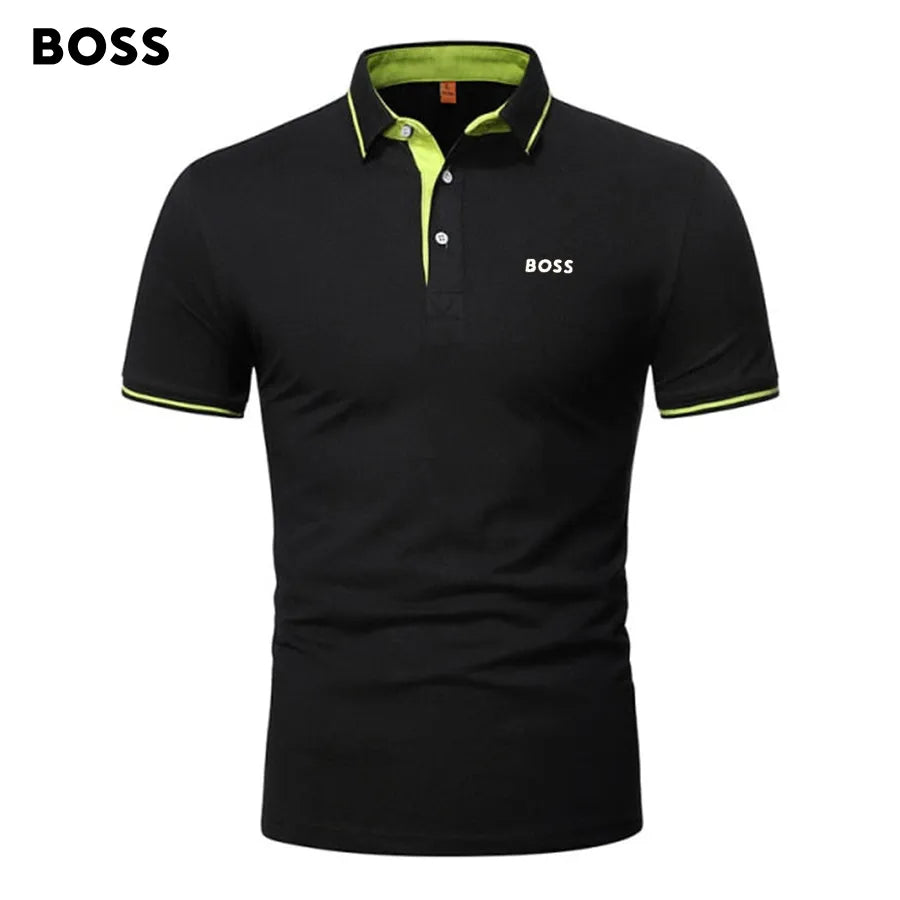 BOSS Men-s Patchwork Printed Short Sleeve POLO T-Shirt