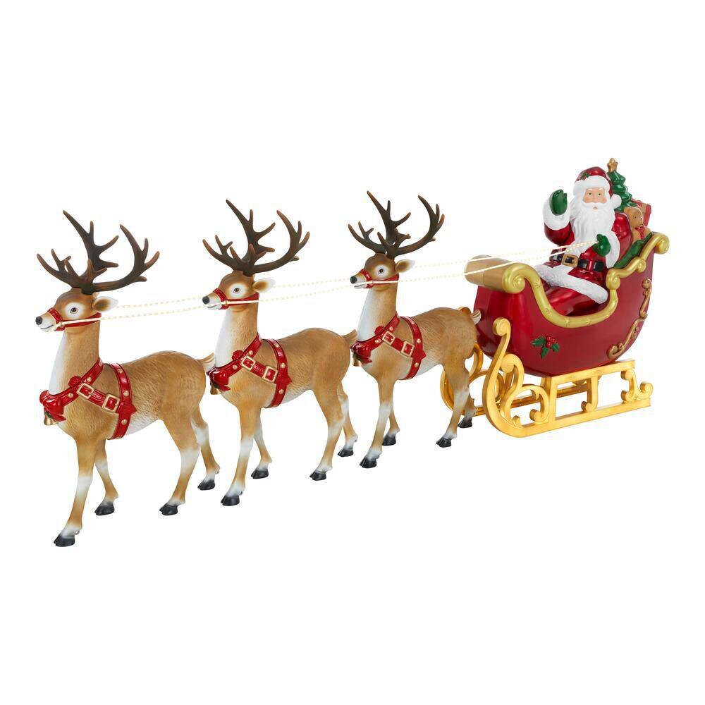 🎄 Christmas Sale — Only $49.99! 🎅✨9 ft. Giant-Sized LED Santa's Sleigh with Reindeer Holiday Yard Decoration Y9