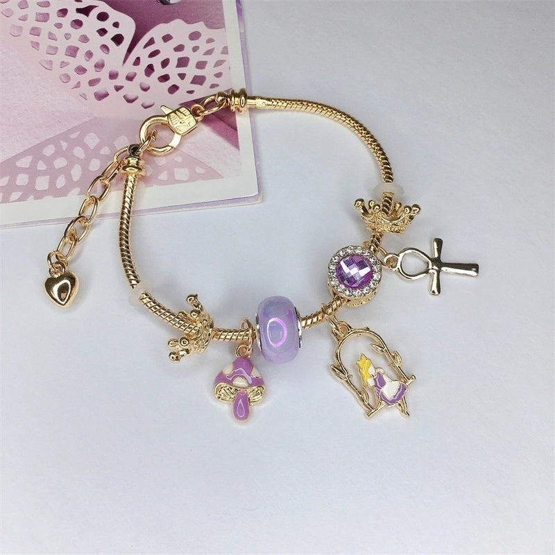 Cute Minimalist Dolphin Heart Shape Flower Stainless Steel Alloy Resin Rhinestones Bangle In Bulk