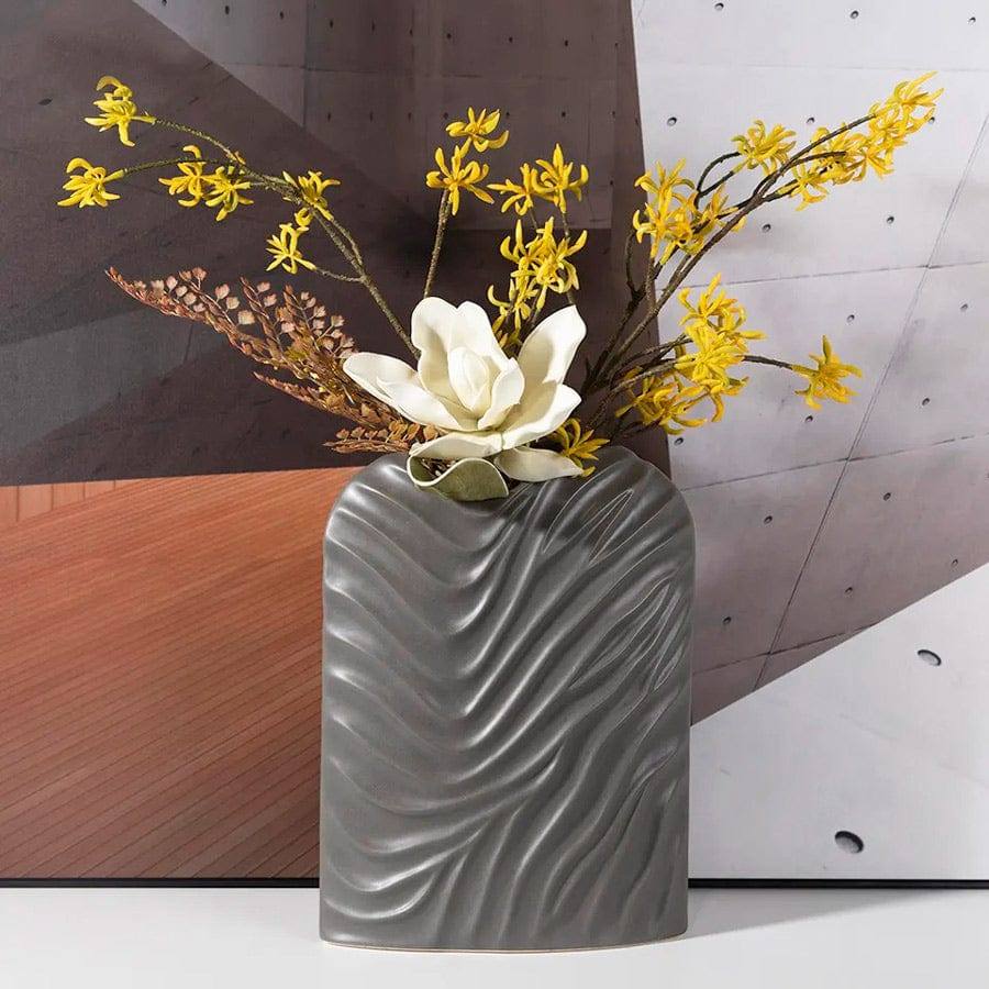 Waves Ceramic Vase - Graphite Grey