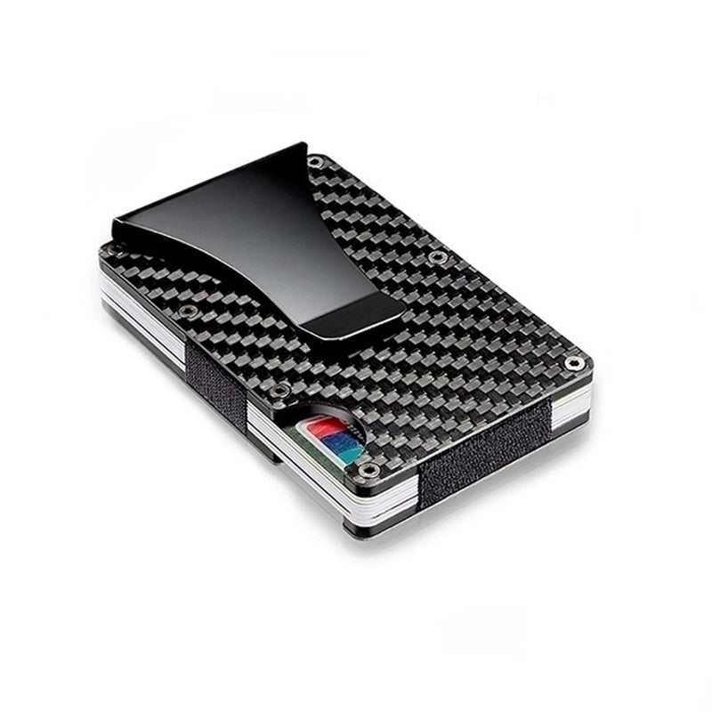 Men's Plaid Carbon Fiber Microfiber Open Card Holders