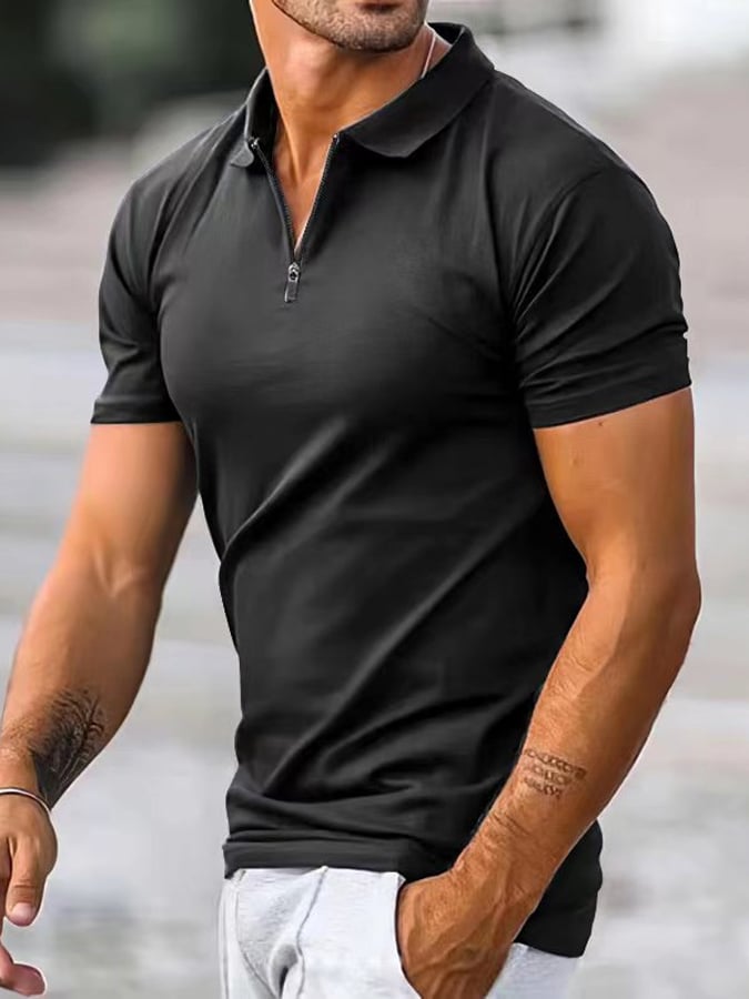 Men's Lapel Casual Solid Color POLO Shirt