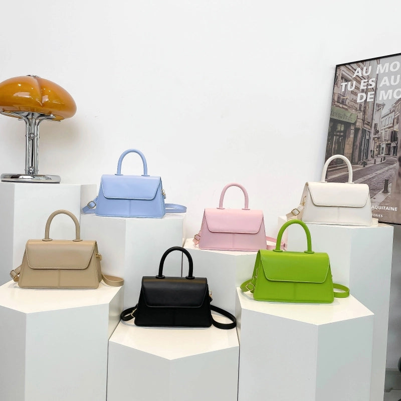 Women's Medium Pu Leather Solid Color Basic Classic Style Square Flip Cover Crossbody Bag