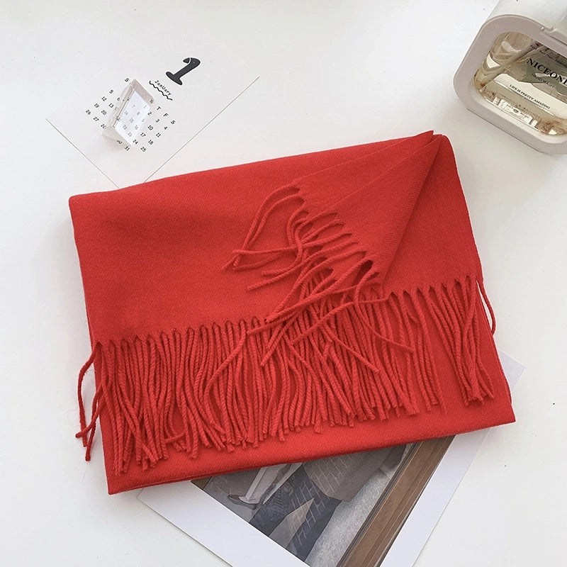Women's Scarf Winter Versatile Long Solid Color Cashmere-like  Shawl Autumn And Winter Thickened Warm Knitted Scarf Men's Fashion
