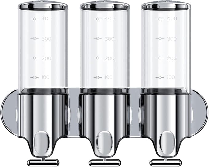 STAINLESS STEEL TRIPLE WALL MOUNT SOAP DISPENSER SET