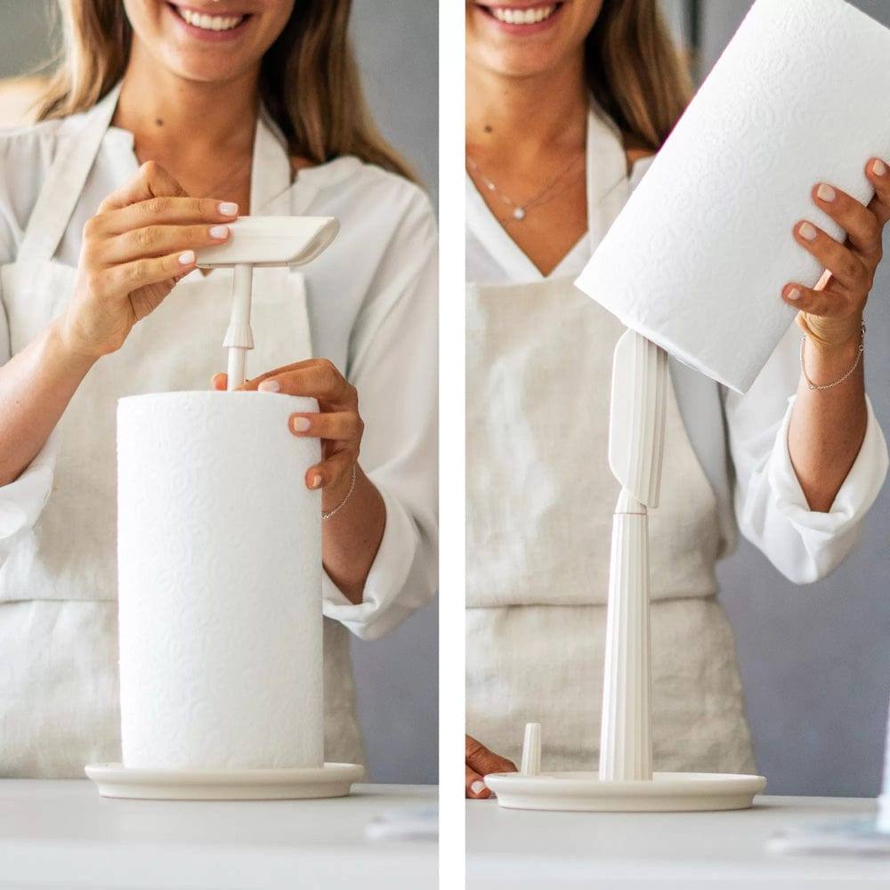 Stop & Tear Kitchen Roll Holder - Milk White