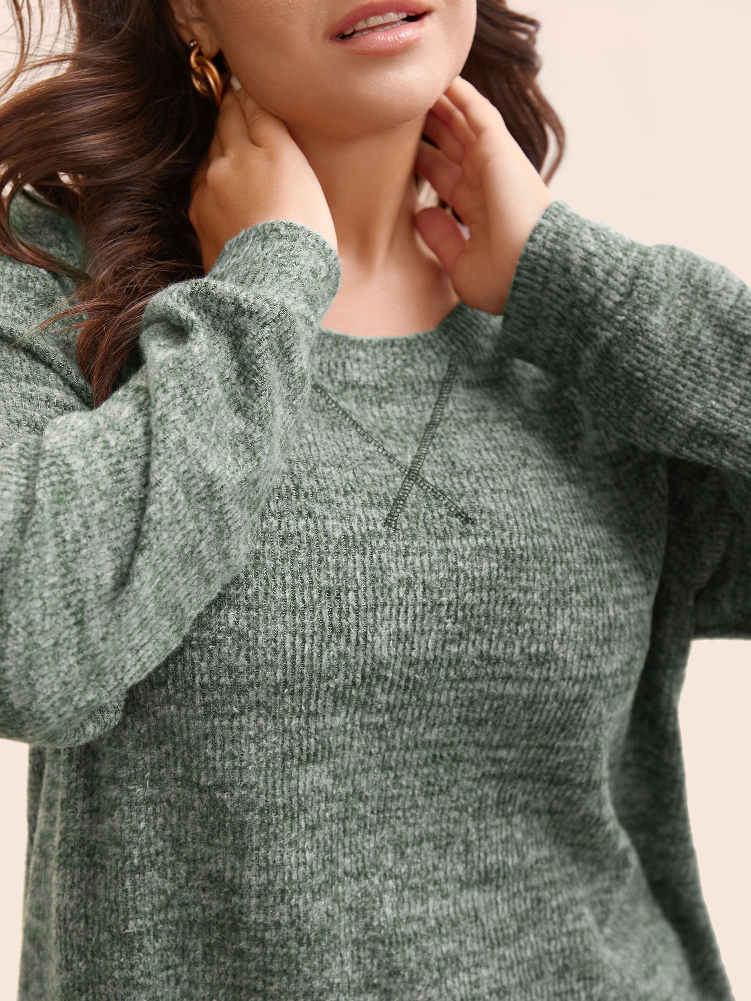 Solid Heather Round Neck Stitch Sweatshirt