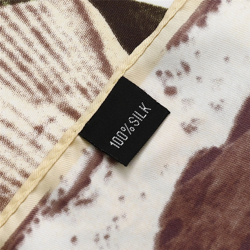 Fashion 130cm Female Twill Imitation Silk Square Print Shawl Scarf
