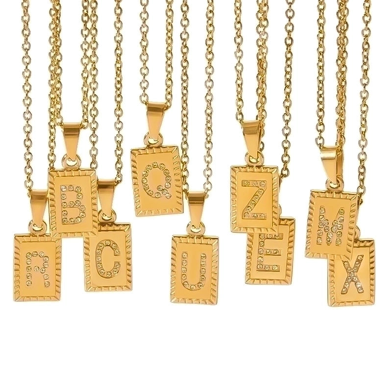 304 Stainless Steel Sweet Polishing Plating Inlay Letter Diamond Necklace