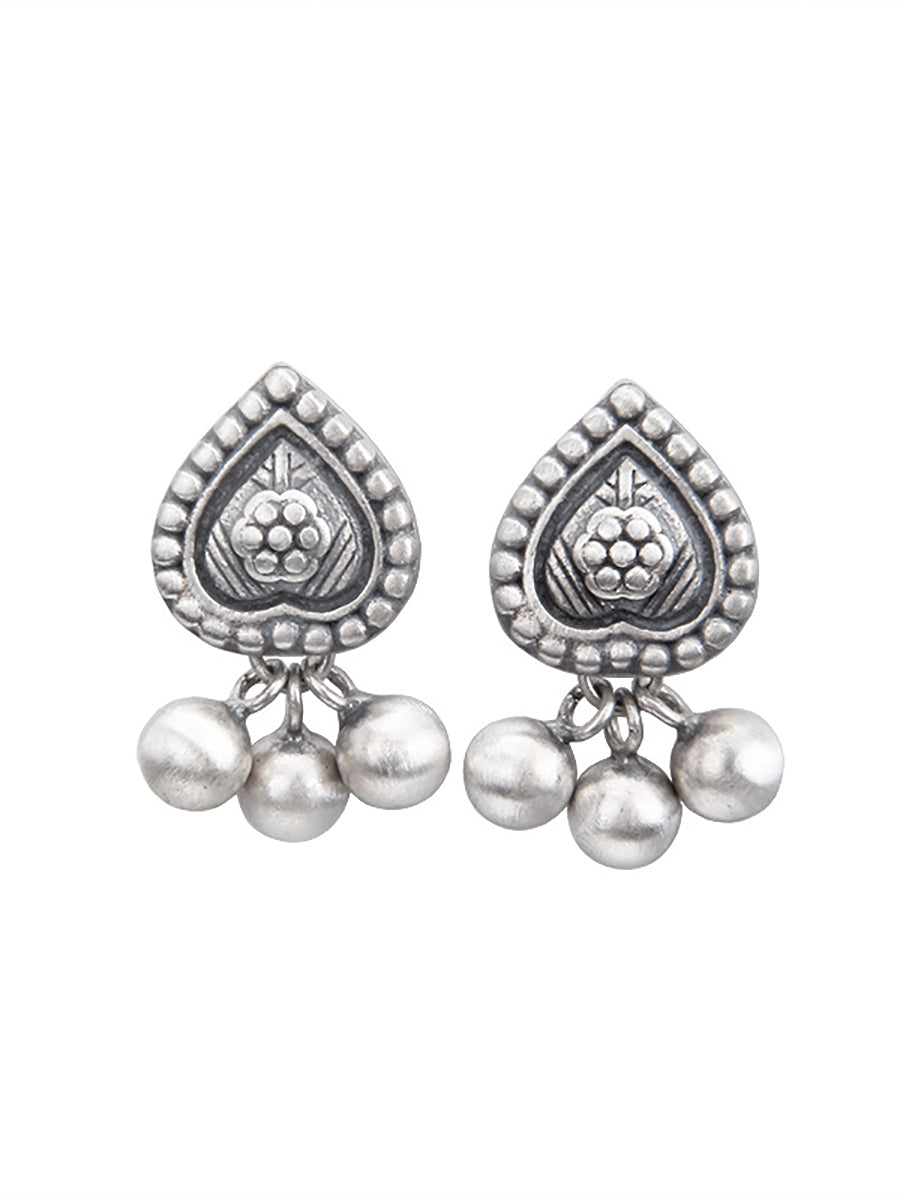 Women Vintage Silver Heart Tssel Earrings