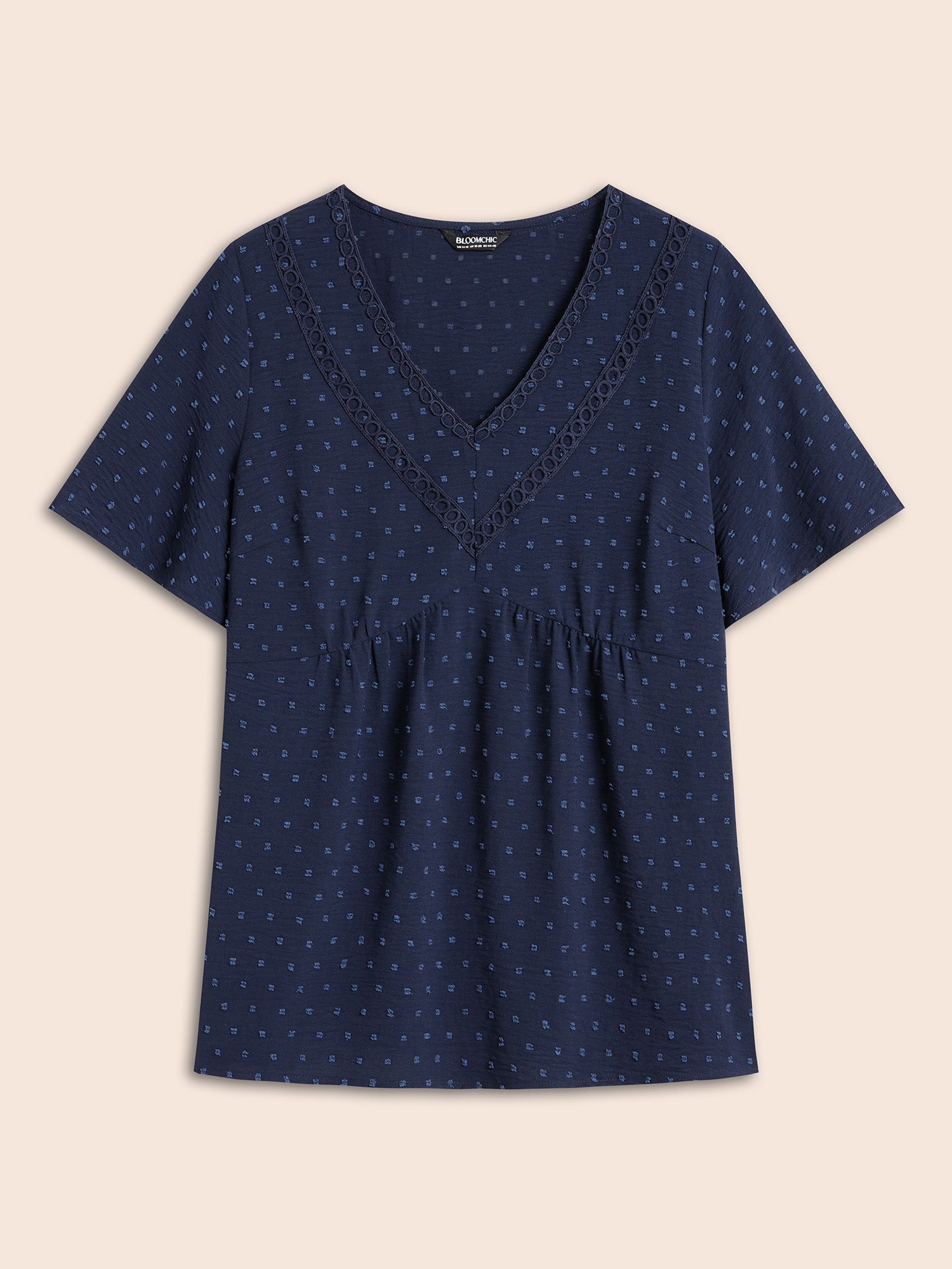 Polka Dot Frill Trim V Neck Flutter Blouse