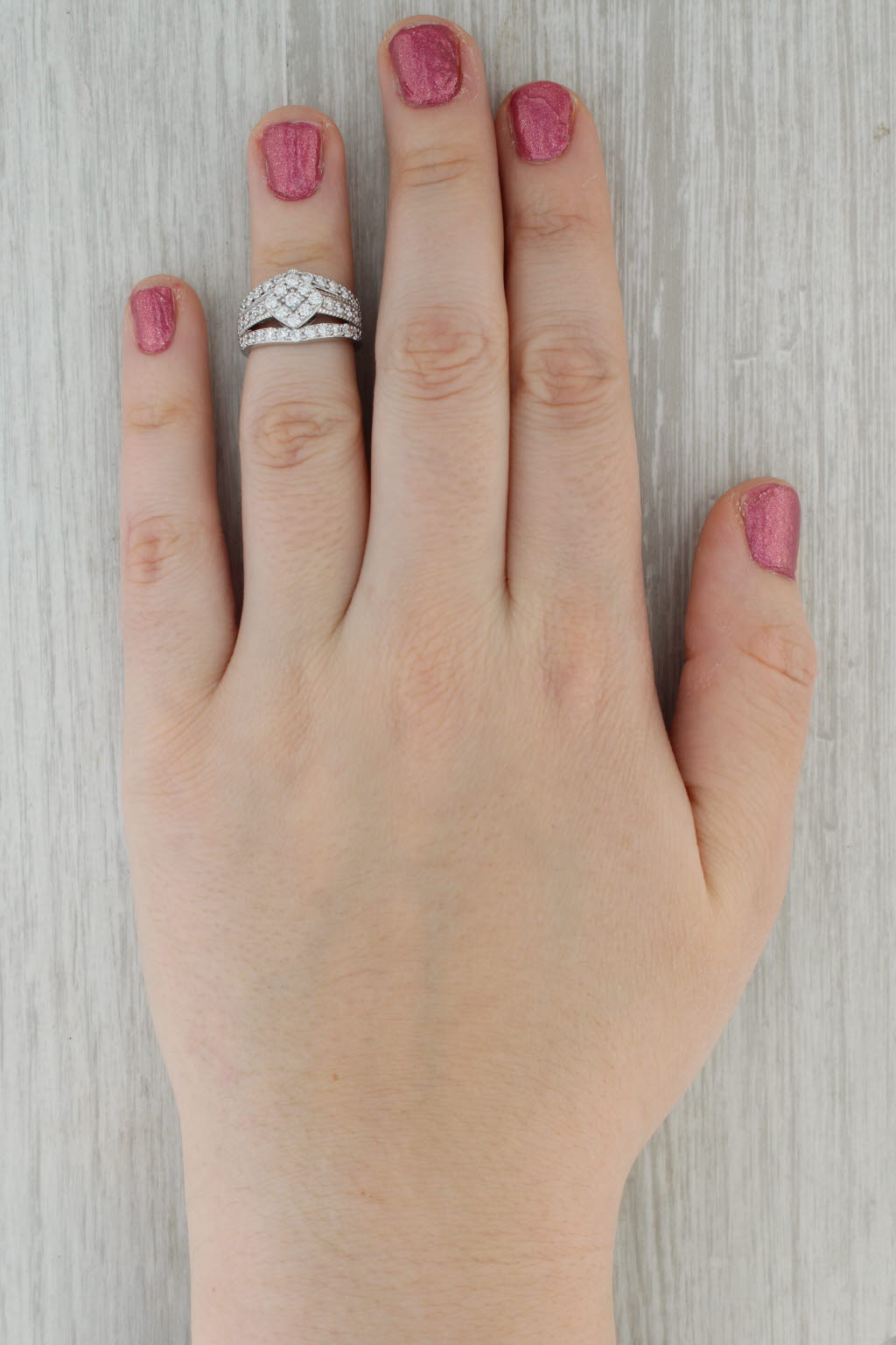 0.95ctw Lab Grown Diamond Engagement Ring Soldered Bridal Set 14k Gold Size 4.75