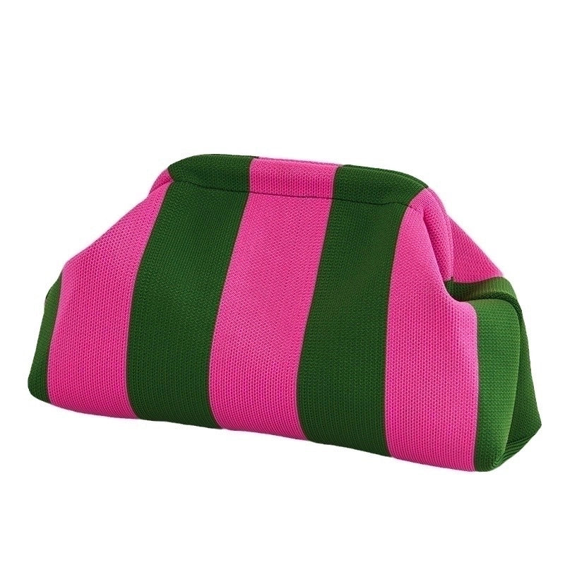 Women's Polyester Stripe Cute Classic Style Square Open Cloud Shape Bag